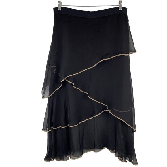 Robert Rodriguez Asymmetrical Black Tan Fairy Boho Chic Layered Ruffle Skirt 4 - Picture 7 of 7